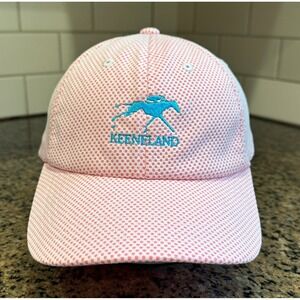 Keeneland KATE LORD Ladies Cut Pink White Hat Cap Horse Racing Strap Back
